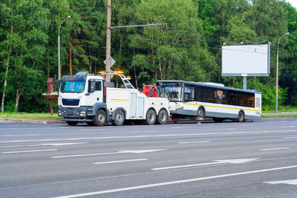 bus being towed